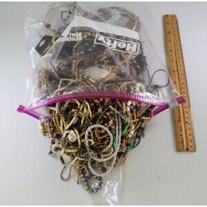 Huge Lot Vintage 1990s Beaded Bracelets Necklaces NOS Resellers Crafters +2lbs